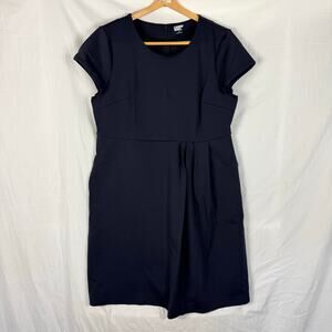 Land's End Cap Sleeve Box Pleat Ponte Dress Women's 16 Black Business Attire